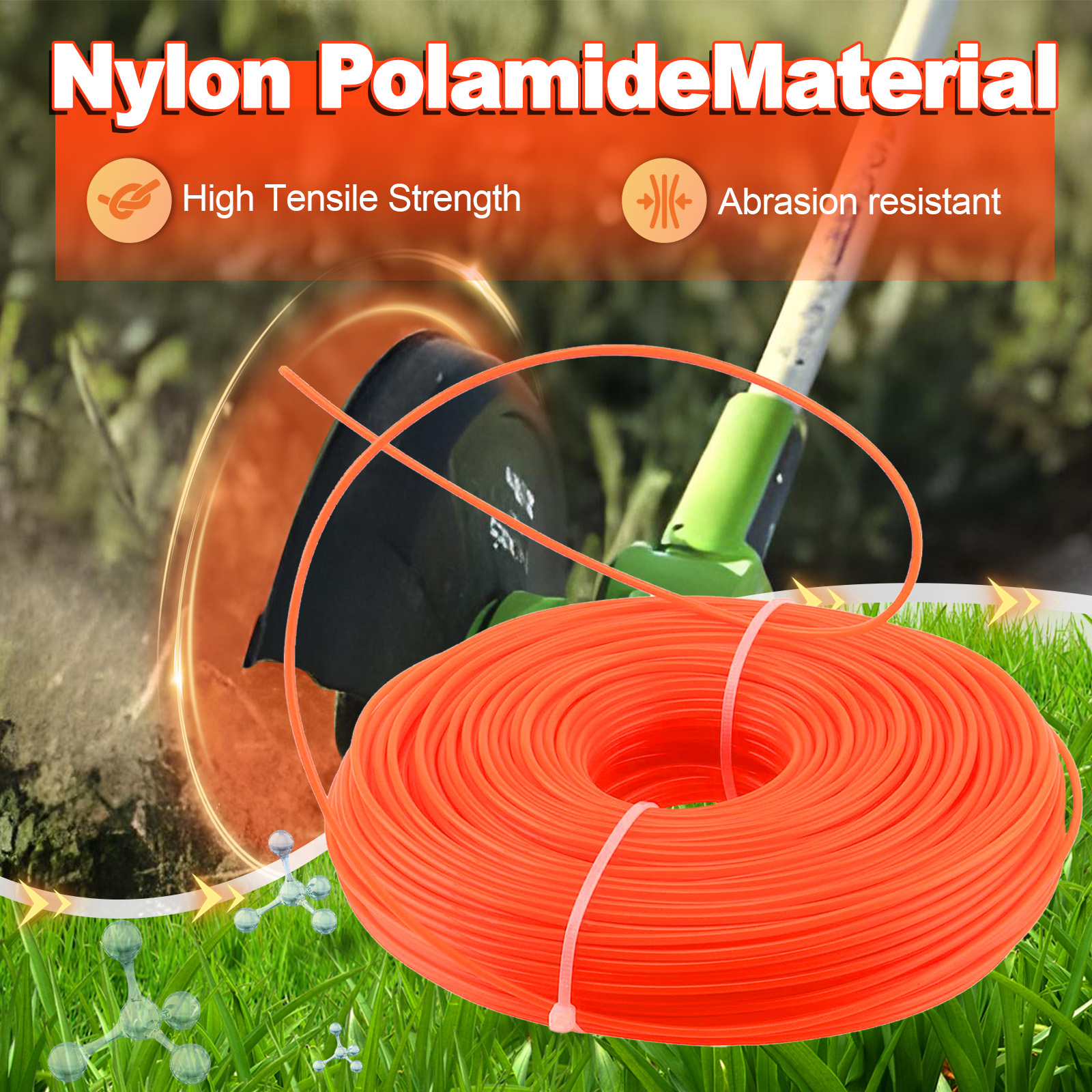 1.6mm～3mm*15M Round Nylon Trim – Gardening Tools Grass Cutter Bewertung und Preis