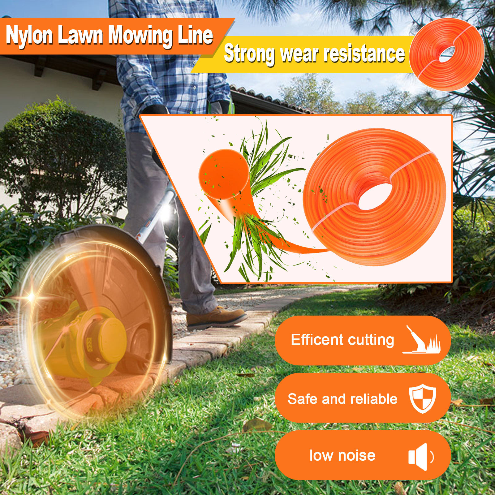 1.6mm～3mm*15M Round Nylon Trim – Gardening Tools Grass Cutter Bewertung und Preis